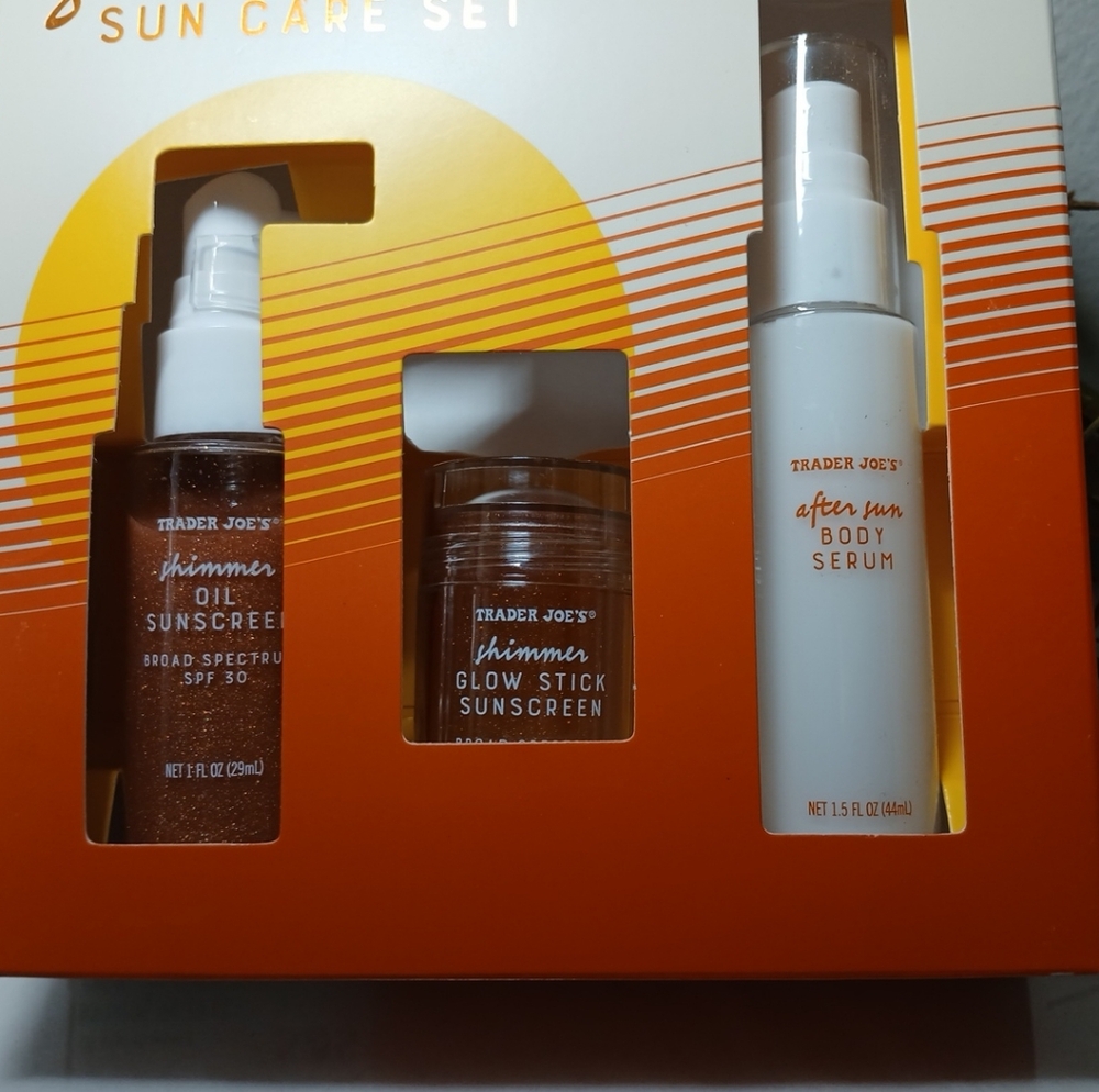 Trader Joe's Shimmer Sun Care Set — Shimmer Glow NIB Exp 4/26